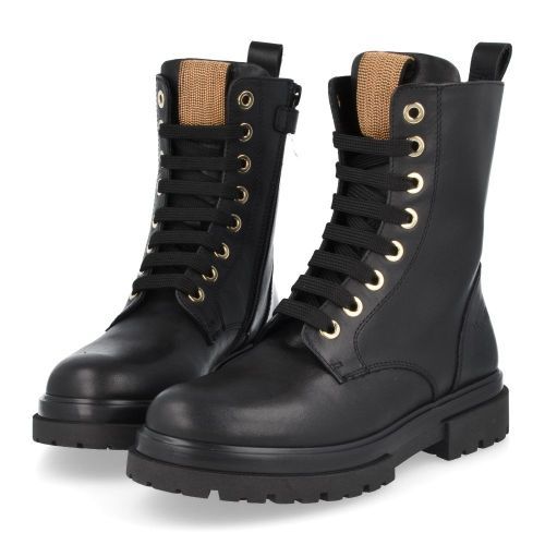 Andrea morelli veterboot Zwart Meisjes (Veterboots met goud strass - 53122) - Junior Steps