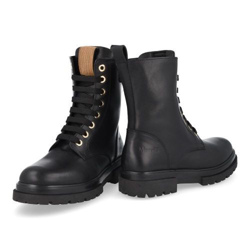 Andrea morelli veterboot Zwart Meisjes (Veterboots met goud strass - 53122) - Junior Steps