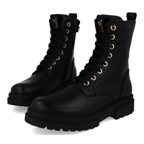 Andrea morelli veterboot Zwart Meisjes (Veterboots zwart leder - 53530) - Junior Steps