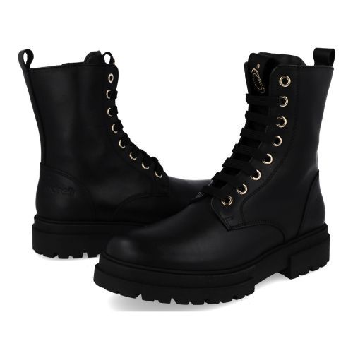 Andrea morelli veterboot Zwart Meisjes (Veterboots zwart leder - 53530) - Junior Steps