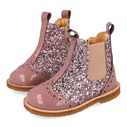 Angulus laarzen kort bruin Meisjes (Roze lakleder korte laars met glitter - 6024-102) - Junior Steps