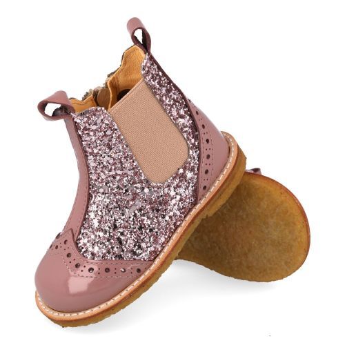 Angulus laarzen kort bruin Meisjes (Roze lakleder korte laars met glitter - 6024-102) - Junior Steps