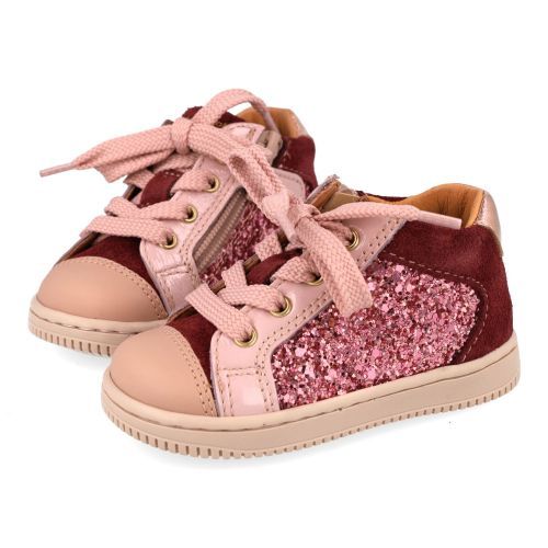 Babybotte sneakers bordeaux Meisjes (Bordeaux glitter sneakertje - 9018B018) - Junior Steps