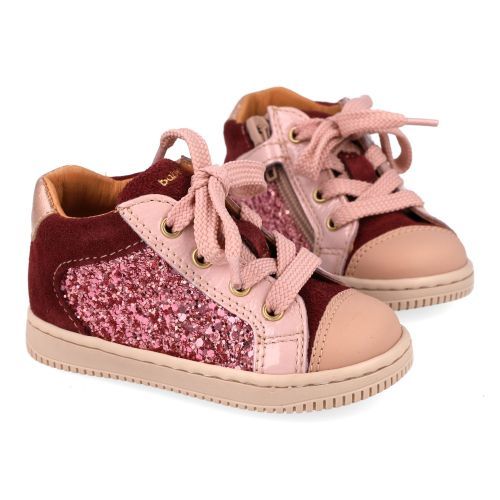 Babybotte sneakers bordeaux Meisjes (Bordeaux glitter sneakertje - 9018B018) - Junior Steps