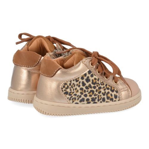 Babybotte sneakers cognac Meisjes (cognac sneakertje met leopard met besche - 7010B024) - Junior Steps
