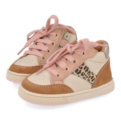 Babybotte sneakers cognac Meisjes (cognac sneakertje met leopard - 7021B027) - Junior Steps