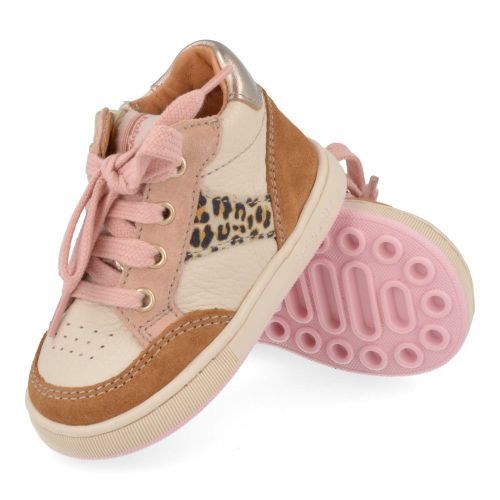 Babybotte sneakers cognac Meisjes (cognac sneakertje met leopard - 7021B027) - Junior Steps