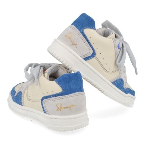 Babybotte sneakers ecru Jongens ( - ecru/blauw sneakertje4321B128) - Junior Steps