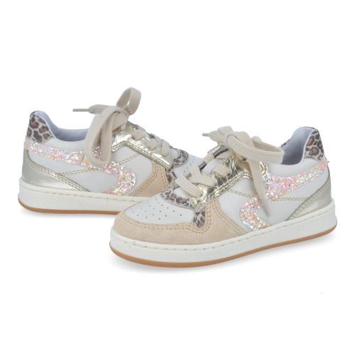 Babybotte sneakers ecru Meisjes (ecru sneaker met glitter - 8737B128) - Junior Steps