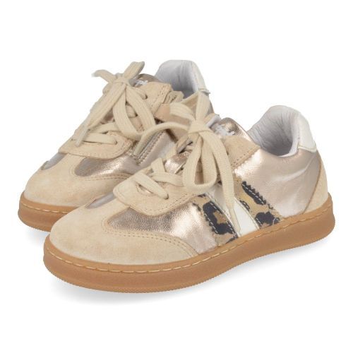 Babybotte sneakers beige Meisjes ( - gouden sneaker met leopard6522B024) - Junior Steps