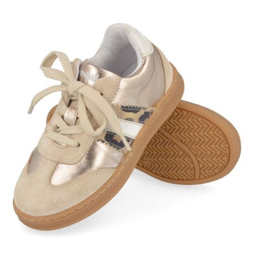 Babybotte sneakers beige Meisjes ( - gouden sneaker met leopard6522B024) - Junior Steps