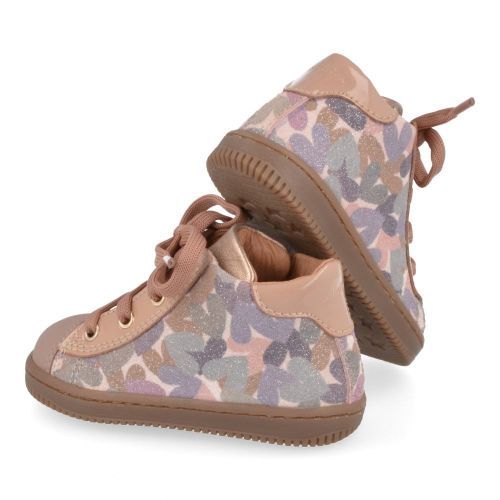 Babybotte sneakers roze Meisjes ( - roze sneakertje met bloemenprint3044B747) - Junior Steps