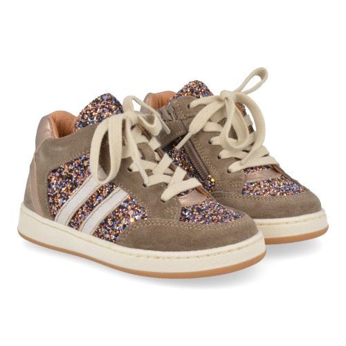 Babybotte sneakers taupe Meisjes (taupe sneaker met glitter - 7241B097) - Junior Steps