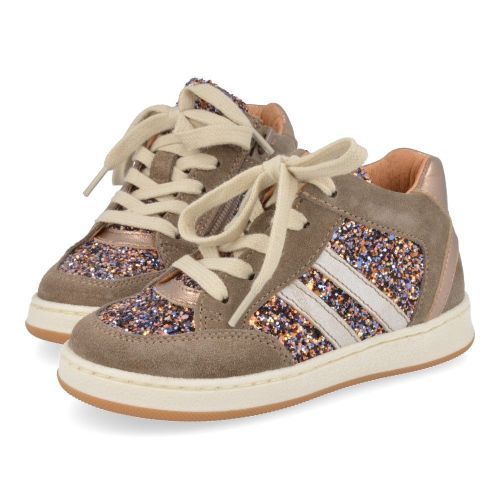 Babybotte sneakers taupe Meisjes (taupe sneaker met glitter - 7241B097) - Junior Steps