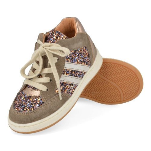 Babybotte sneakers taupe Meisjes (taupe sneaker met glitter - 7241B097) - Junior Steps