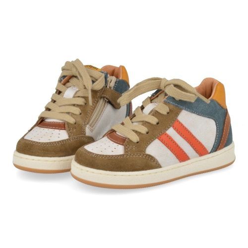 Babybotte sneakers kaki Jongens (witte sneaker met kaki - 7241B126) - Junior Steps