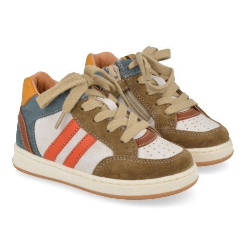 Babybotte sneakers kaki Jongens (witte sneaker met kaki - 7241B126) - Junior Steps