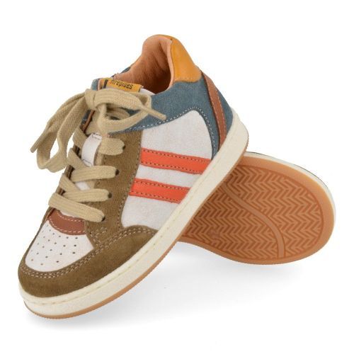 Babybotte sneakers kaki Jongens (witte sneaker met kaki - 7241B126) - Junior Steps