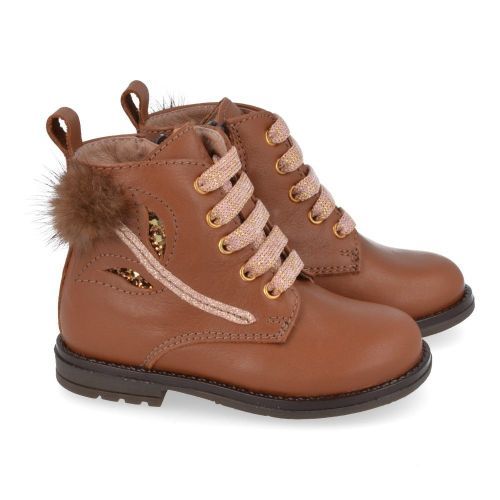 Bana&co veterbottine cognac Meisjes ( - cognac veterbottine met pompon24232116) - Junior Steps