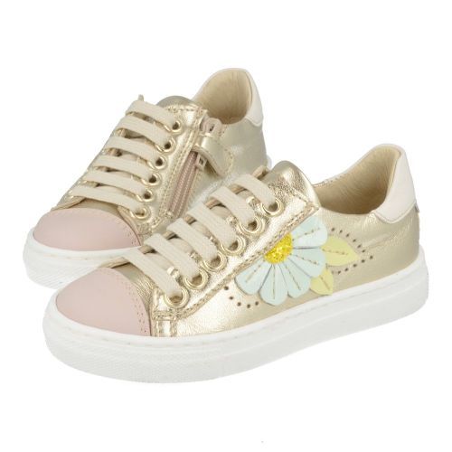 Bana&co sneakers GOUD Meisjes ( - goud sneaker met bloem25132081) - Junior Steps