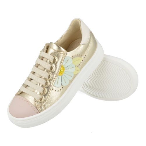 Bana&co sneakers GOUD Meisjes ( - goud sneaker met bloem25132081) - Junior Steps