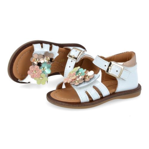 Bana&co sandalen wit Meisjes (sandalen wit leder met bloemen - 26132105) - Junior Steps