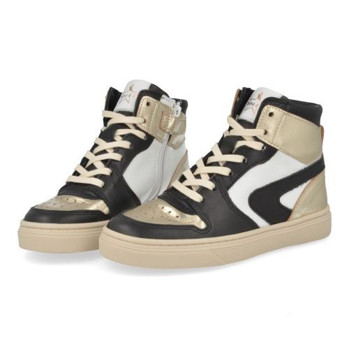 Bana&co sneakers Zwart Meisjes (sneakers meisjes zwart goud leder - 25234005) - Junior Steps