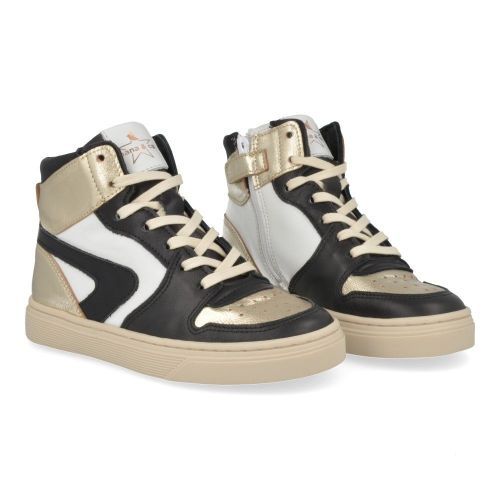 Bana&co sneakers Zwart Meisjes (sneakers meisjes zwart goud leder - 25234005) - Junior Steps