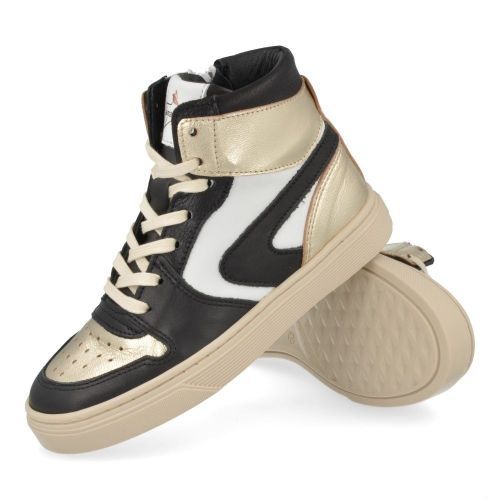 Bana&co sneakers Zwart Meisjes (sneakers meisjes zwart goud leder - 25234005) - Junior Steps