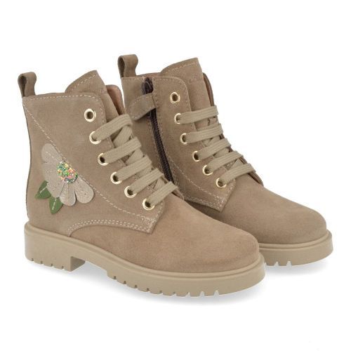 Bana&co veterbottine taupe Meisjes ( - taupe veterbottine met bloem24232056) - Junior Steps