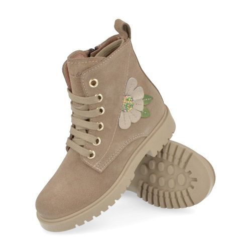 Bana&co veterbottine taupe Meisjes ( - taupe veterbottine met bloem24232056) - Junior Steps