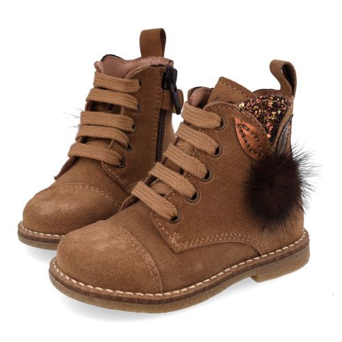 Bana&co veterboot beige Meisjes (veterboots beige suède met pompon - 36232094) - Junior Steps