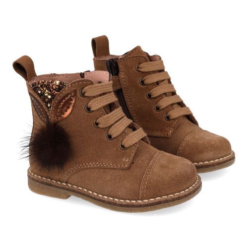 Bana&co veterboot beige Meisjes (veterboots beige suède met pompon - 36232094) - Junior Steps