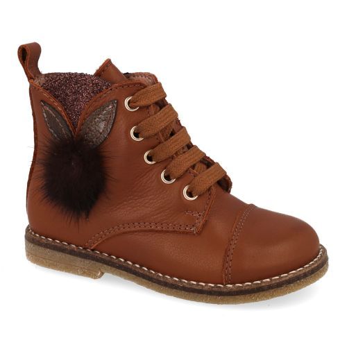 Bana&co veterboot cognac Meisjes (veterboots cognac leder met pompon - 36232094) - Junior Steps