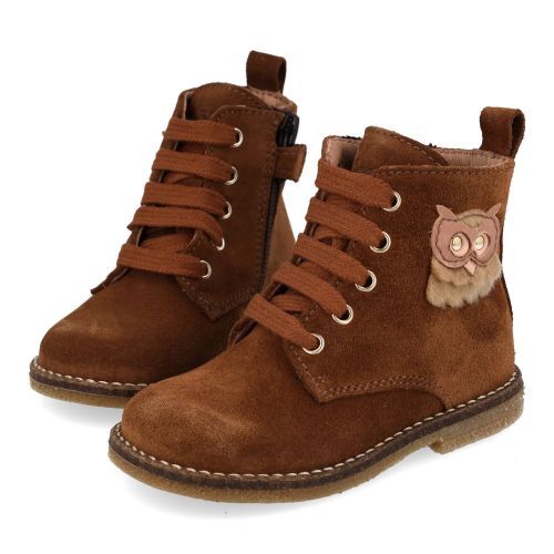 Bana&co veterboot cognac Meisjes (veterboots cognac suède - uiltje - 36232010) - Junior Steps