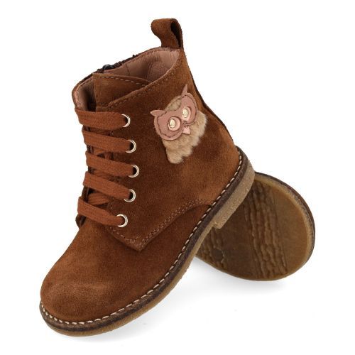 Bana&co veterboot cognac Meisjes (veterboots cognac suède - uiltje - 36232010) - Junior Steps