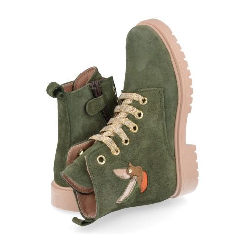 Bana&co veterboot groen Meisjes (veterboots groen suède met vogeltje - 24232051) - Junior Steps