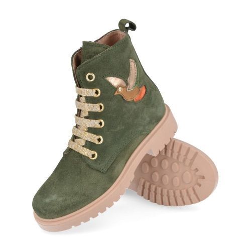 Bana&co veterboot groen Meisjes (veterboots groen suède met vogeltje - 24232051) - Junior Steps