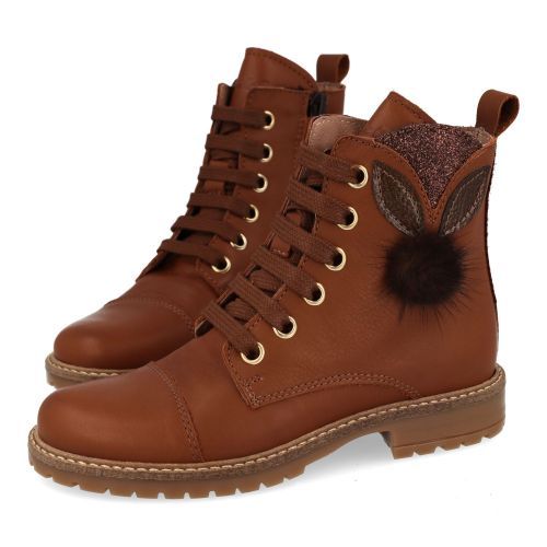 Bana&co veterboot cognac Meisjes (veterboots meisjes cognac leder met pomp - 36232091) - Junior Steps