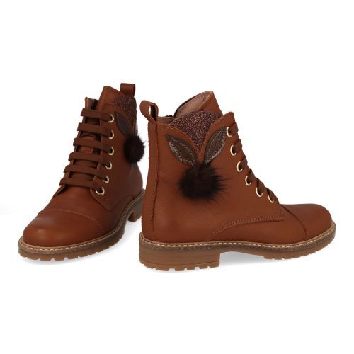 Bana&co veterboot cognac Meisjes (veterboots meisjes cognac leder met pomp - 36232091) - Junior Steps