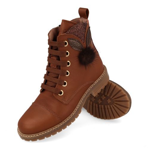 Bana&co veterboot cognac Meisjes (veterboots meisjes cognac leder met pomp - 36232091) - Junior Steps
