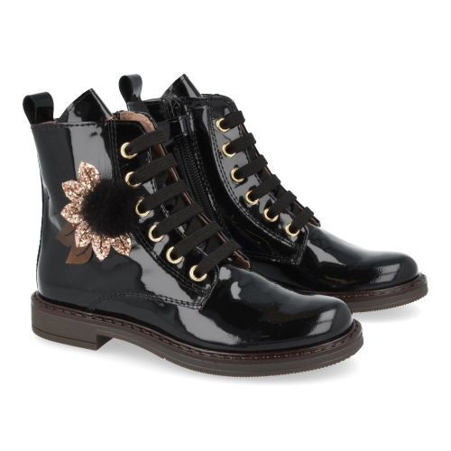 Bana&co veterboot Zwart Meisjes (veterboots meisjes zwart lakleder - 25232033) - Junior Steps