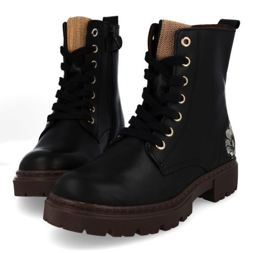 Bana&co veterboot Zwart Meisjes (veterboots meisjes zwart leder - 36234006) - Junior Steps
