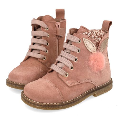 Bana&co veterboot roze Meisjes (veterboots roze suède met pompon - 36232094) - Junior Steps