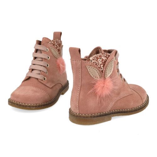 Bana&co veterboot roze Meisjes (veterboots roze suède met pompon - 36232094) - Junior Steps