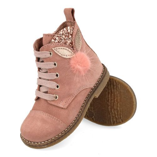 Bana&co veterboot roze Meisjes (veterboots roze suède met pompon - 36232094) - Junior Steps