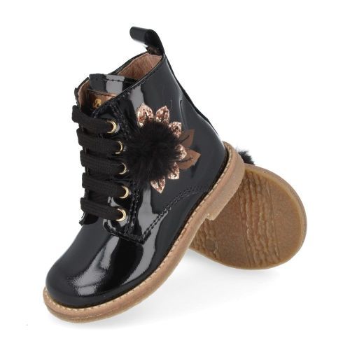 Bana&co veterboot Zwart Meisjes (veterboots zwart lakleder - 25232030) - Junior Steps
