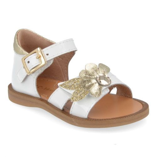 Bana&co sandalen wit Meisjes ( - wit sandaaltje met gouden bloem24132085) - Junior Steps