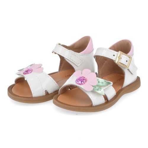 Bana&co sandalen wit Meisjes ( - wit sandaaltje met roze bloem24132085) - Junior Steps
