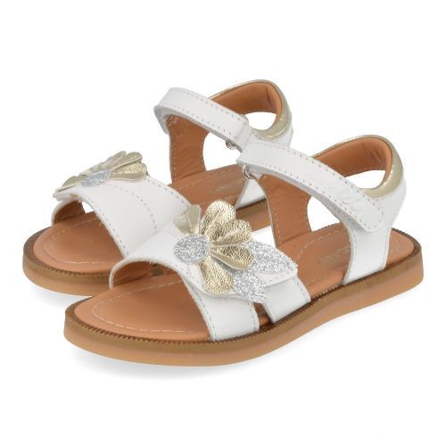 Bana&co sandalen wit Meisjes ( - witte sandaal met gouden bloem225132086) - Junior Steps